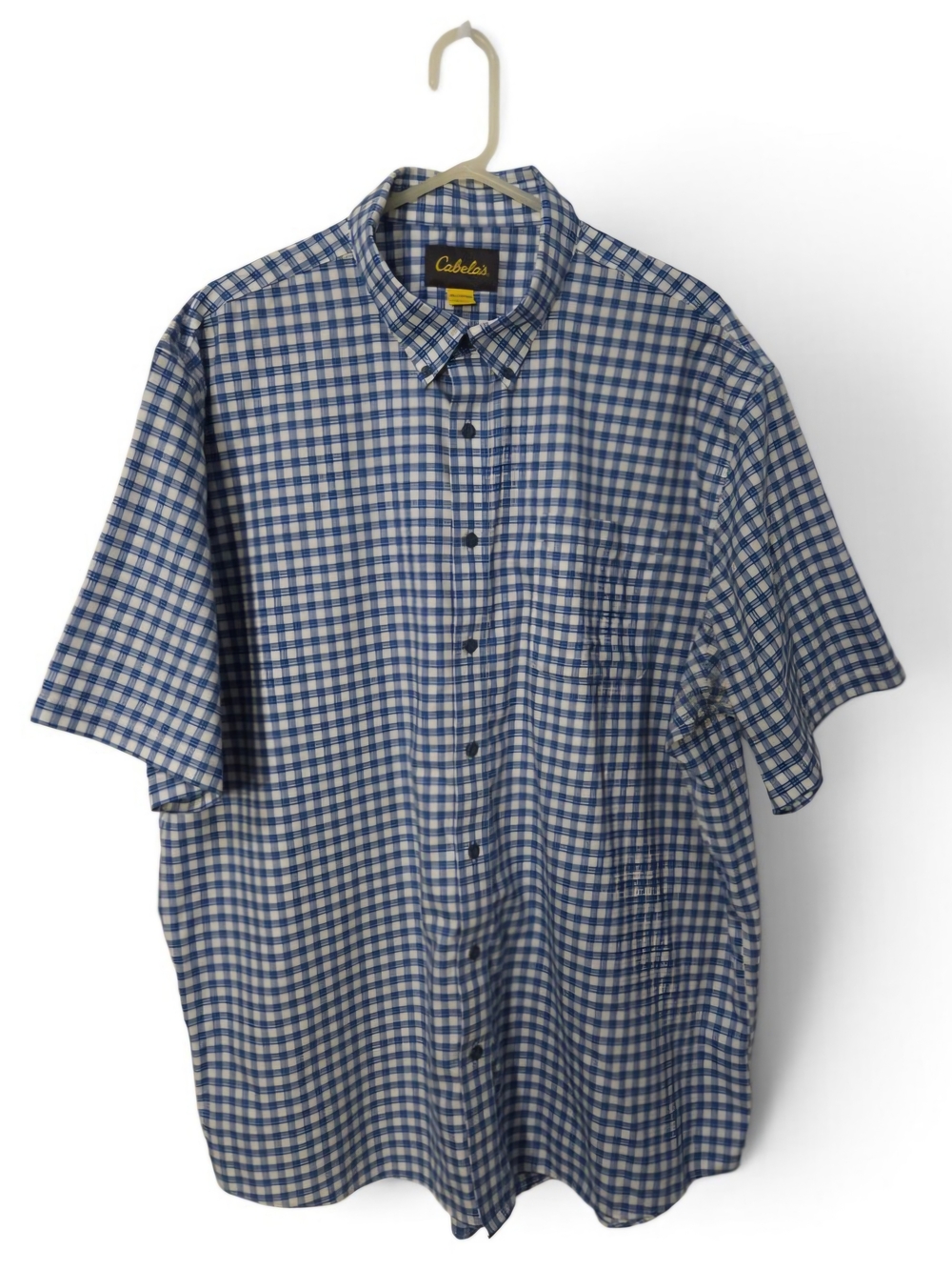Cabela's Blue and White Gingham Short-Sleeve Button-Down